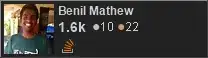 profile for Benil Mathew on Stack Exchange, a network of free, community-driven Q&A sites