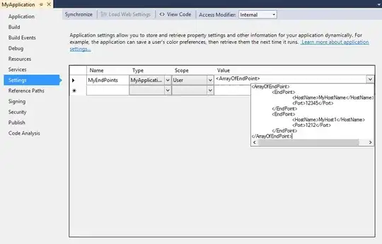 A setting with its value set to a complex value using the above XML.