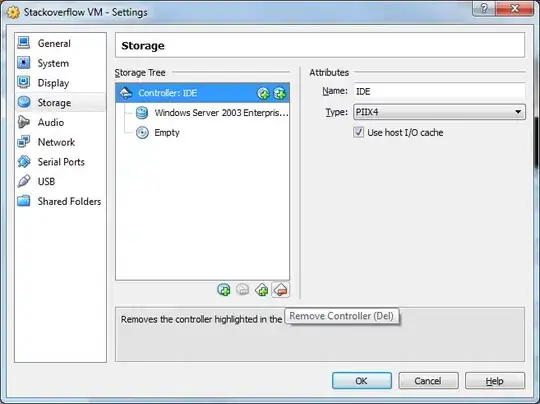 Select the IDE controller and the <code>Remove Controller</code> button.
