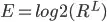 E = log2(R^L)